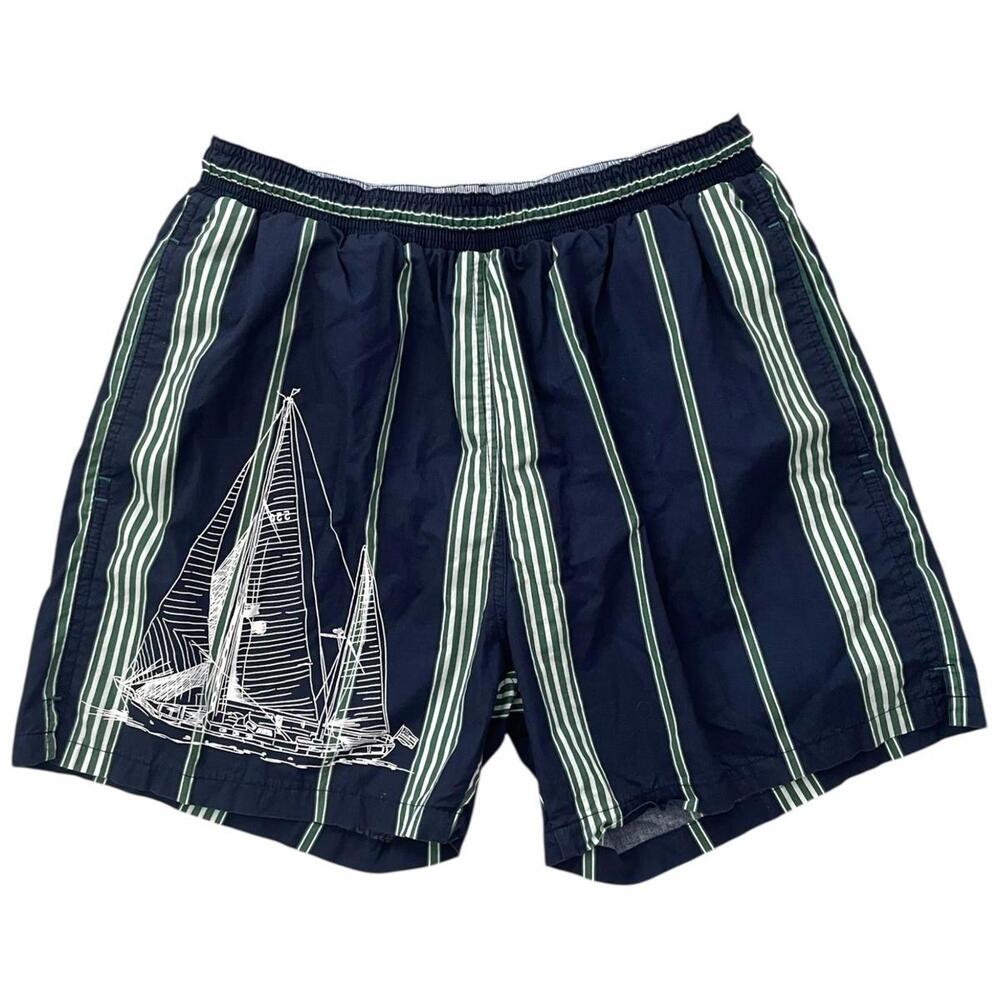 Vintage Gant Rugger Swim Trunk Shorts Lined Nautical Striped Men's Size Medium